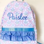 Girl's Coquette Bow and Flower Ruffle Backpack, Monogrammed backpack (3)