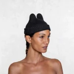 Mini Socky - Black Handmade Cotton Beanie